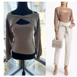 🆕 NICHOLAS 🧿 NWT Allison layered ribbed-knit top in Mushroom - SIZE M